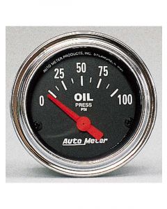 Auto Meter 2-1/16" Oil Pressure, 0-100 PSI, Air-Core, Traditional Chrome