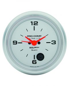 Auto Meter 2-5/8" Clock, 12 Hour, Quartz Incandescent Ultra-Lite