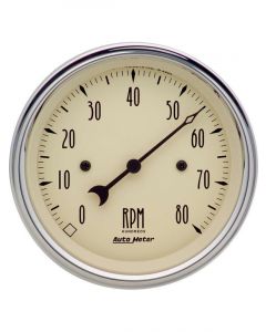 Auto Meter 3-3/8" In-Dash Tachometer, 0-8,000 RPM, Antique Beige