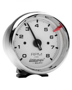 Auto Meter 3-3/4" Pedestal Tachometer 0-8000 RPM White/Chrome Auto Gage