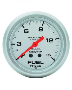 Auto Meter 2-5/8" Fuel Pressure W/ Isolator 0-15 PSI Mechanical Ultra-Lite