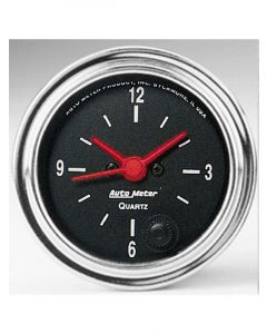 Auto Meter 2-1/16" Clock, 12 Hour, Traditional Chrome