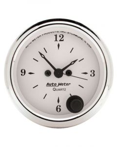 Auto Meter 2-1/16" Clock, 12 Hour, Quartz Old-Tyme White