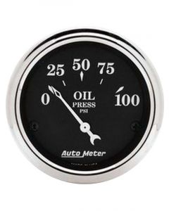 Auto Meter 2-1/16" Oil Pressure, 0-100 PSI, Air-Core, Old Tyme Black