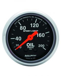 Auto Meter 2-1/16" Oil Pressure, 0-200 PSI, Mechanical, Sport-Comp