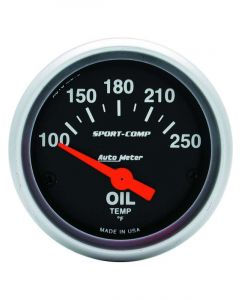 Auto Meter 2-1/16" Oil Temperature, 100-250 °F, Air-Core, Sport-Comp