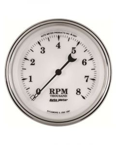 Auto Meter 3-3/8" In-Dash Tachometer, 0-8,000 RPM, Old-Tyme White II