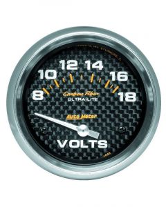 Auto Meter 2-5/8" Voltmeter, 8-18V, Air-Core, Carbon Fiber