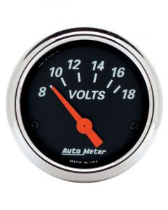 Auto Meter 2-1/16" Voltmeter, 8-18V, Air-Core, Designer Black