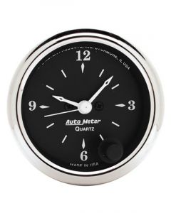Auto Meter 2-1/16" Clock, 12 Hour, Quartz Old Tyme Black