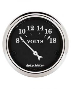 Auto Meter 2-1/16" Voltmeter, 8-18V, Air-Core, Old Tyme Black