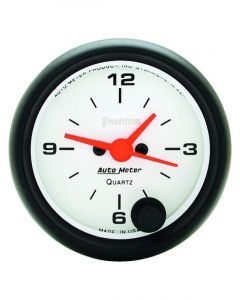 Auto Meter 2-1/16" Clock, 12 Hour, Quartz Incandescent Phantom Series