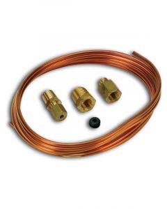 Auto Meter Tubing Copper, 1/8", 6FT + 1/8" NPTF Brass Compression Fittings