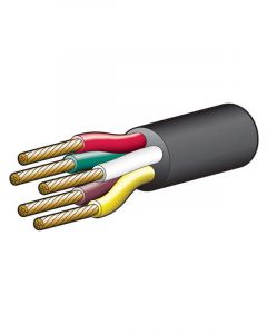 Narva 10A 3mm 5 Core Trailer Cable 30M R; G; Y; W; B w/Black Sheath