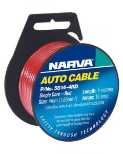 Narva Single Core Cable 4mm 4M 15 Amp Red