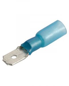 Narva 6.3 x 0.8mm Adhesive Lined Male Blade Terminal Blue Pack of 50