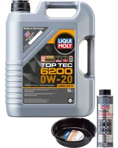 LIQUI MOLY Top Tec 6200 0W-20 5L Silver Service Kit + 6L Drip Tray