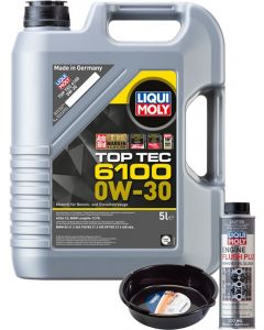 LIQUI MOLY Top Tec 6100 0W-30 5L Silver Service Kit + 6L Drip Tray