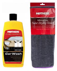 Mothers Microfibre Twist Drying Towel + California Gold Car Wash 473ml