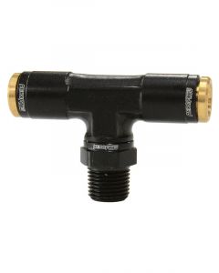 Aeroflow 1/8 Inch NPT Tee to 2 x 1/4 Inch 120 Black