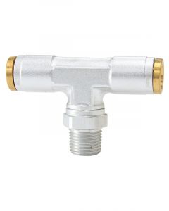Aeroflow 1/8 Inch NPT Tee to 2 x 1/4 Inch 120 Silver