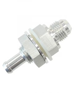 Aeroflow Fuel Cell Bulkhead Fitting -6AN to 5/16 Inch Barb Silver