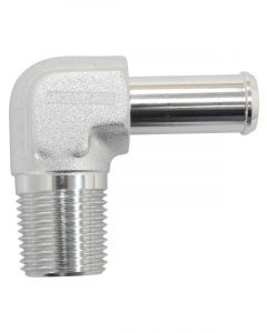 Aeroflow Male NPT to 90 Degree AN Hose Barb 1/8" to -4 Hose Silver