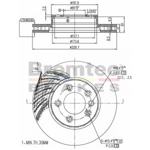 Bremtec Euroline High-Grade Right Brake Rotor