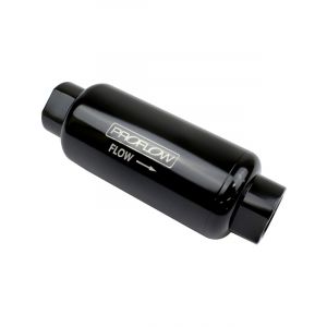 Proflow Fuel Filter, Inline Mount, Billet Aluminium, Black Anod