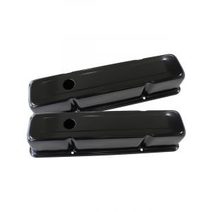 Aeroflow Black Steel Valve Covers Suit SB Chev Without Logo, Tall