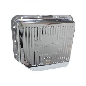 Aeroflow Chrome Transmission Pan - GM TH350, Deep Pan + Drain Plug