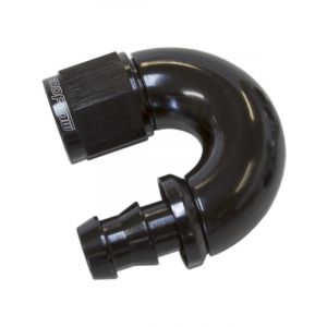 Aeroflow Full Flow Push Lock 180 Degree Hose End -8AN Black