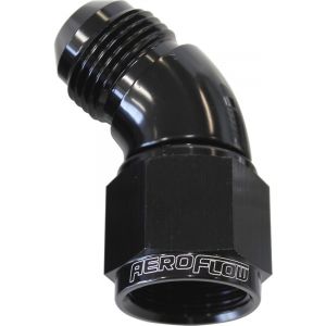Aeroflow 45 Degree Full Flow Female/Male Flare Swivel -6AN Black