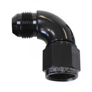 Aeroflow 90 Degree Full Flow Female/Male Flare Swivel -8AN Black