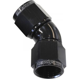 Aeroflow 45 Degree Full Flow Female Coupler -6AN Black