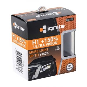 Ignite H1 Halogen Globe 12V 55W PLUS 150% 2 Pack