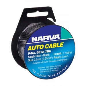 Narva 5A 2.5mm Black Single Core Cable 7 Meter