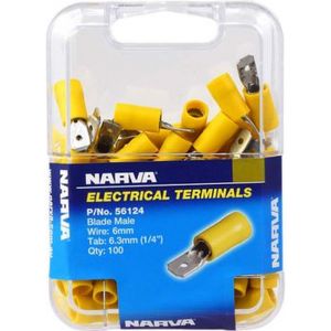 Narva 6.3 x 0.8mm Male Blade Terminal Yellow Pack of 100