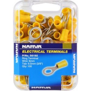 Narva 9.5 mm Flared Vinyl Ring Terminal Yellow Pack of 100