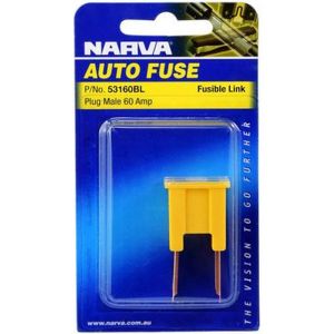 Narva 60 Amp Yellow Male Plug In Fusible Link Pack of 1