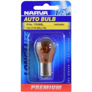 Narva 12V 21W Amber Py21W Bau15S Premium Incandescent Globes Pack of 1